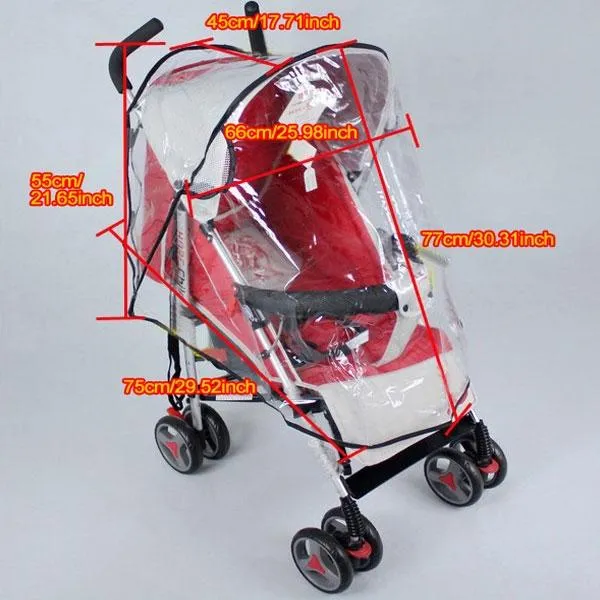 Baby Rain Wind Snow Sleet Shield Cover for Single Jogger Stroller Transparent & Black