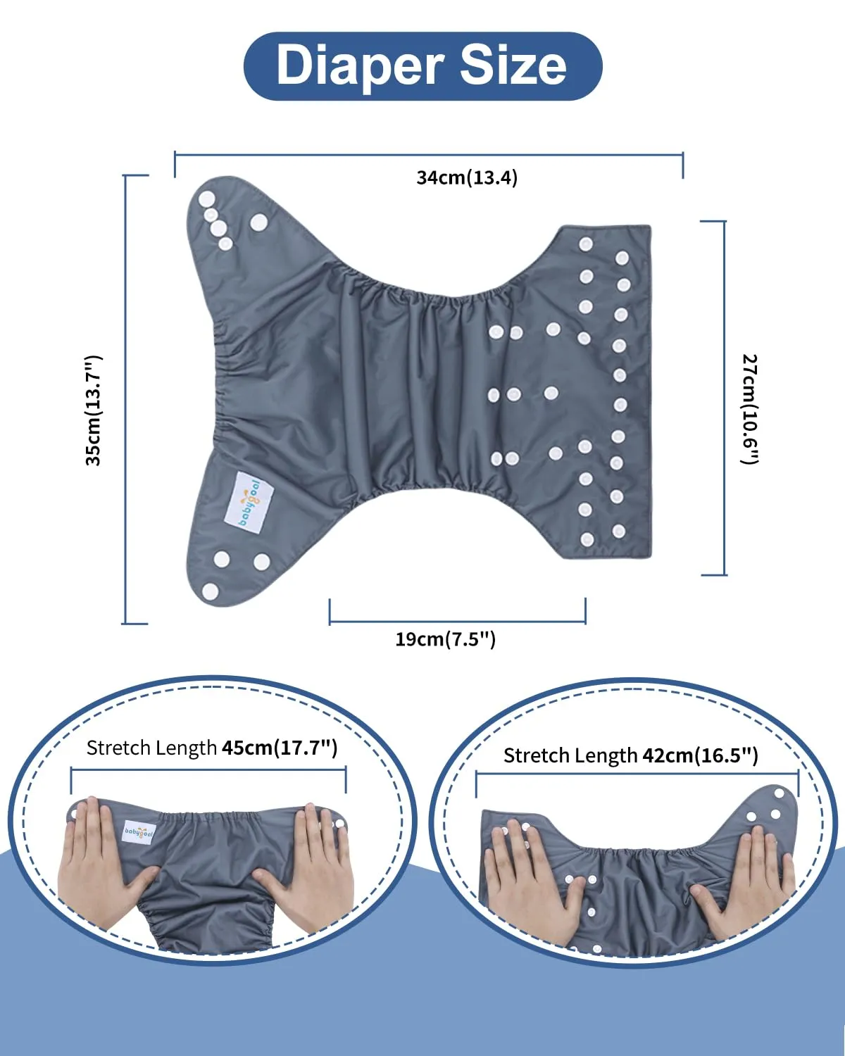 babygoal Cloth Diapers Pack of 13, Baby Reusable Washable Pocket Nappy, 6pcs Diapers 6pcs Rayon from Bamboo Inserts Wet Bag 6FB08-MB-B