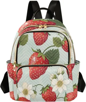 Backpack for Men and Women - Lightweight Laptop Backpack Casual Daypack for College Work Travel, Cute Strawberry (48), Medium