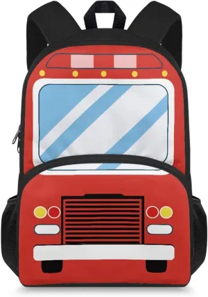 Backpack for Women Large Capacity with 1 Main Compartment and Side Pockets Fire Truck Print Spacious Durable Daypack Facilitate Storage for Job Interview Travel Work