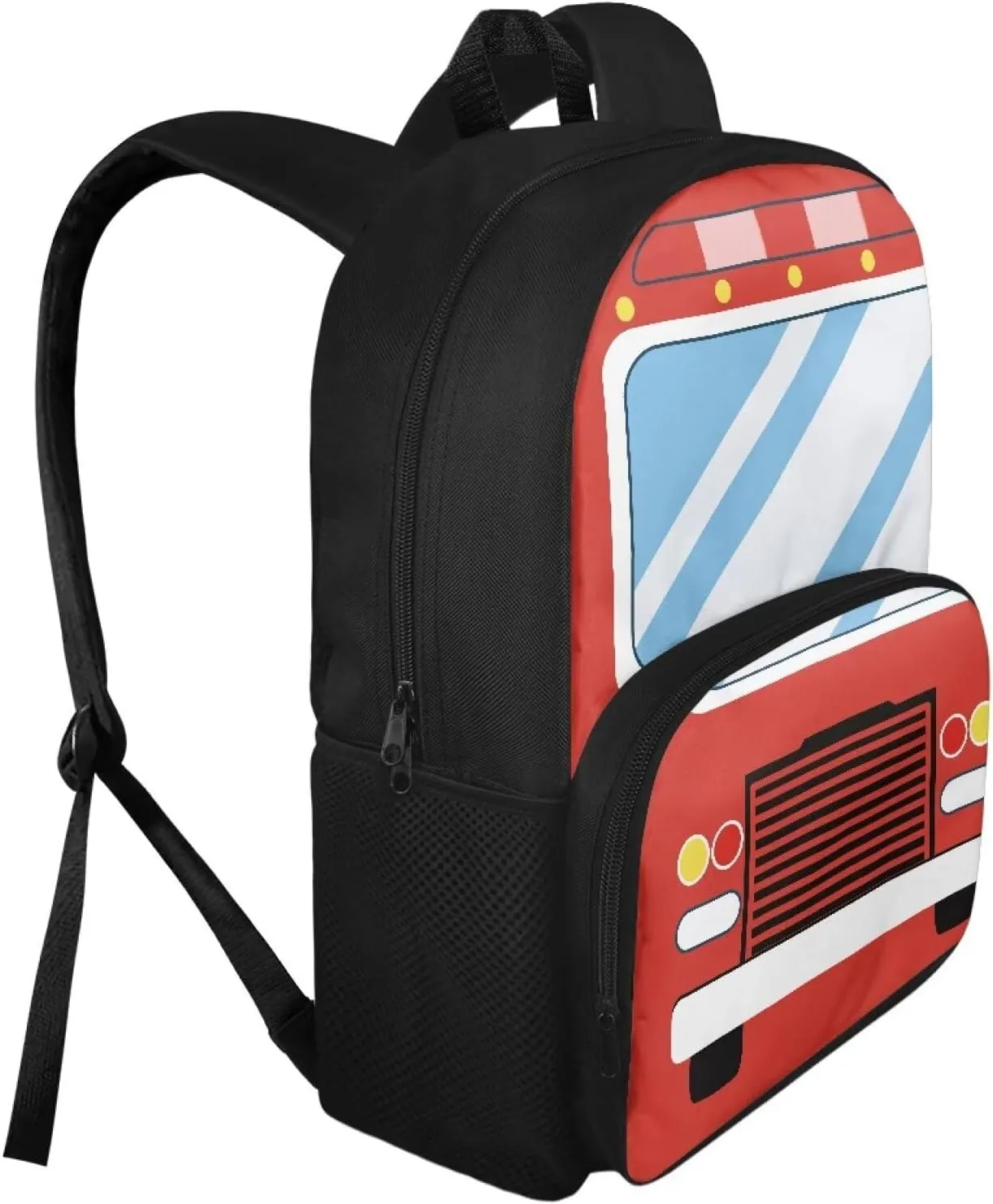 Backpack for Women Large Capacity with 1 Main Compartment and Side Pockets Fire Truck Print Spacious Durable Daypack Facilitate Storage for Job Interview Travel Work