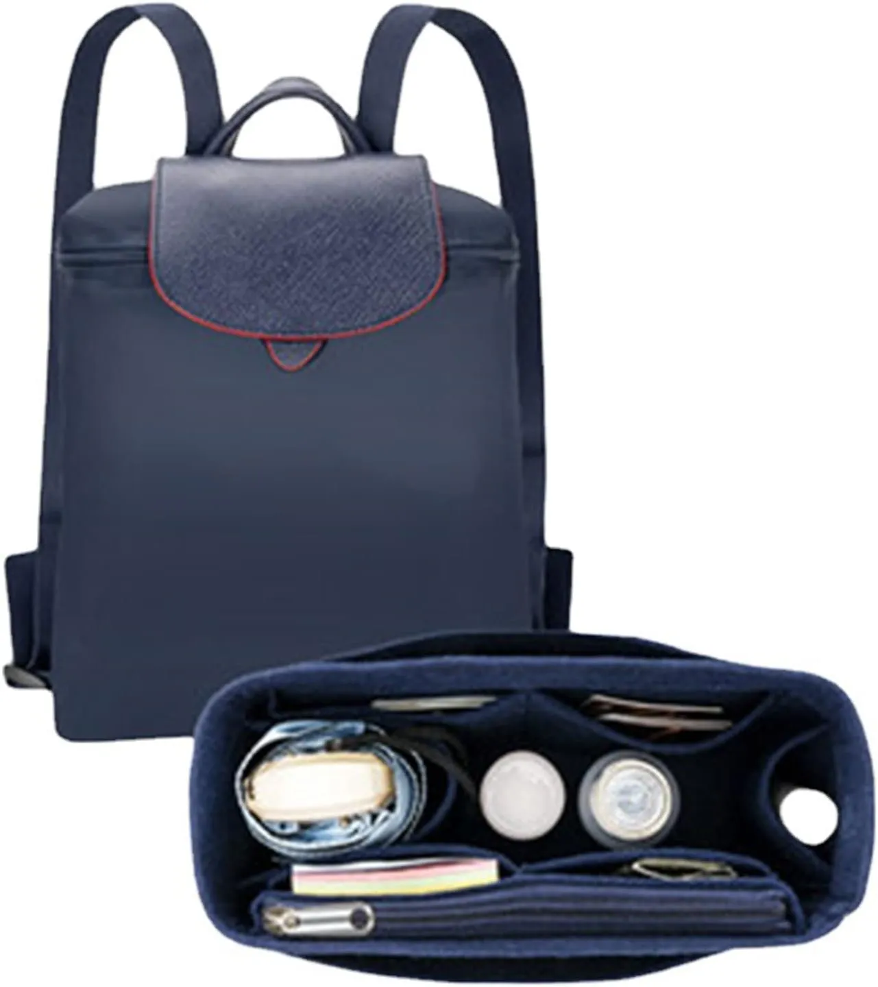 Backpack Organizer, Purse Organizer, Insert Multi Pocket Felt Bag Organizer Suitable For Longchamp(pink)