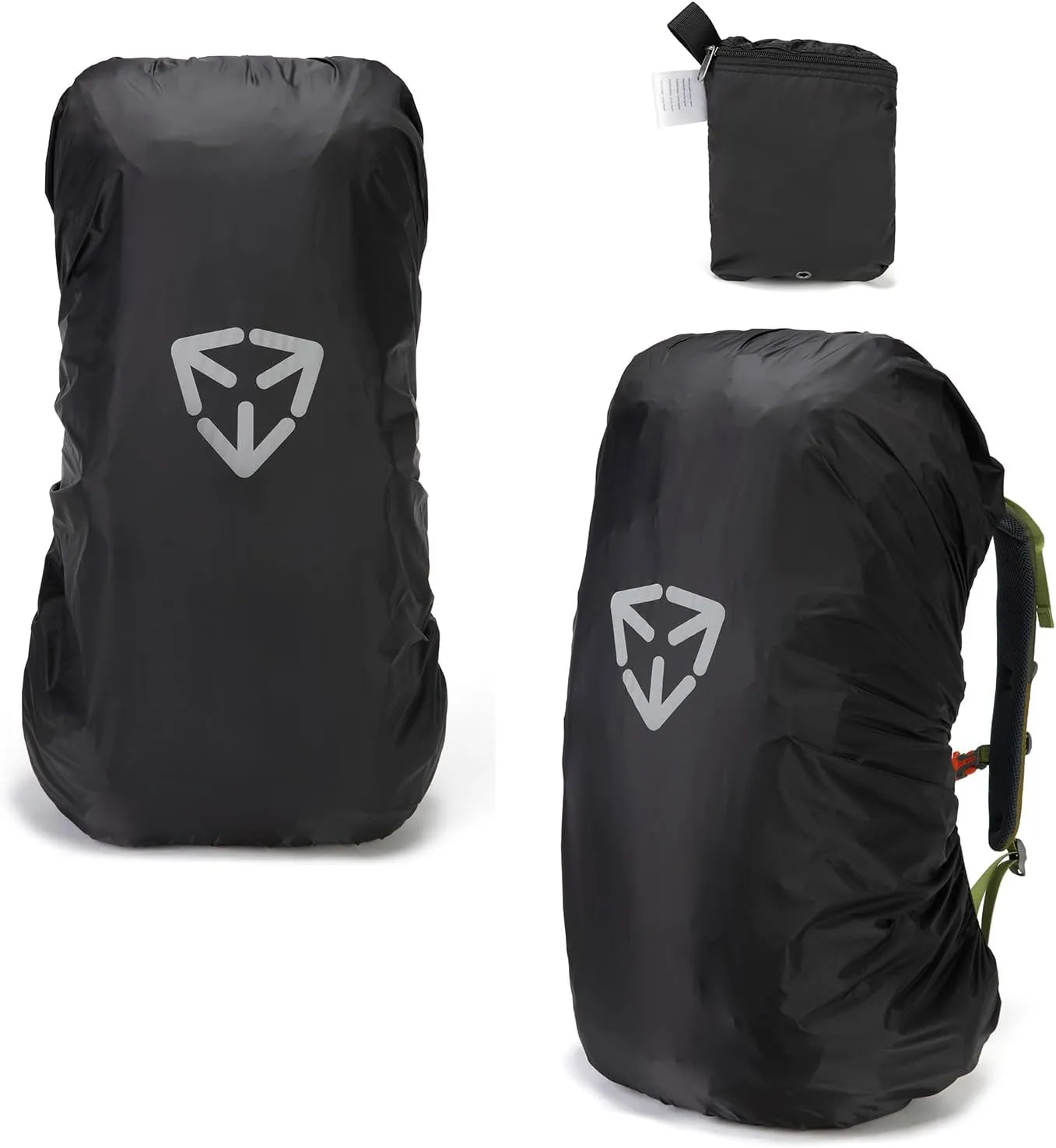 Backpack rain cover, waterproof backpack rain cover, suitable for 30L-70L backpacks, reinforced cross buckle, 2000mm waterproof level，Black (L)