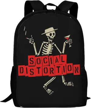 Backpacks Social Rock Distortion Band Double Shoulder Bag 15 Inchs Laptop Backpack for Camping Travle Work Hiking Women Men Gifts