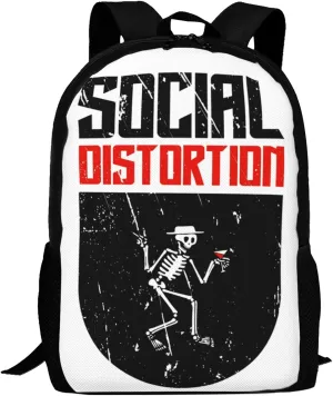 Backpacks Social Rock Distortion Band Double Shoulder Bag 15 Inchs Laptop Backpack for Camping Travle Work Hiking Women Men Gifts