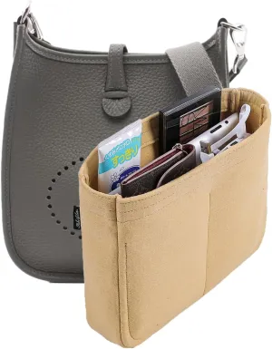 Bag Organizer Insert, Tote Purse Insert, Pocket Wallet Divider for Hermes Evelyne 16/29/33 (L(11.8×3.1×8.7), Beige)