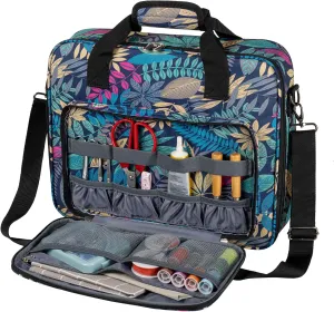BAGLHER Cross Stitch & Embroidery Organizer Bag - Large Portable Project Storage with 3 Compartments, Travel Friendly Carrying Case for 11.2" Hoops, Threads, Supplies (Hawaii)