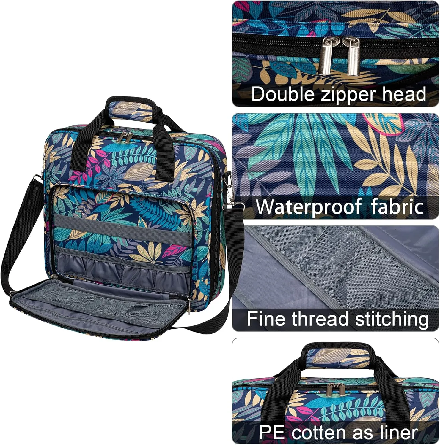 BAGLHER Cross Stitch & Embroidery Organizer Bag - Large Portable Project Storage with 3 Compartments, Travel Friendly Carrying Case for 11.2" Hoops, Threads, Supplies (Hawaii)