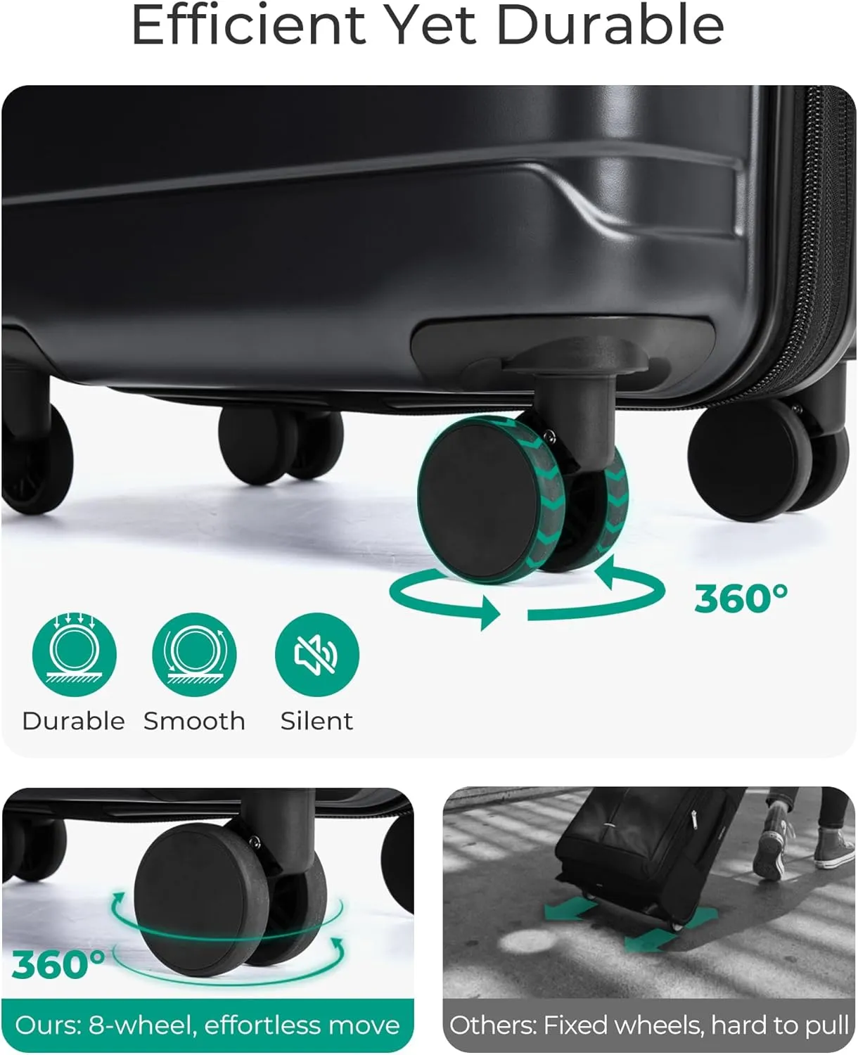 BAGSMART Carry On Luggage 22x14x9 Airline Approved with TSA Lock,20 Inch Lightweight Luggage with Spinner Wheels,100% PC Hard Shell Carry On Suitcases for Men Women,Black