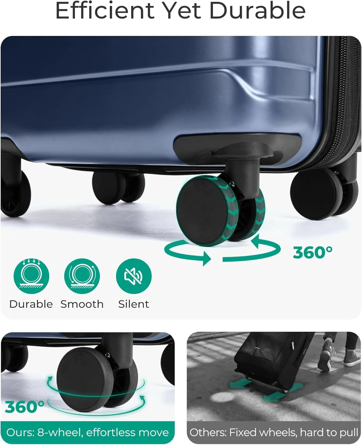 BAGSMART Carry On Luggage 22x14x9 Airline Approved with TSA Lock,20 Inch Lightweight Luggage with Spinner Wheels,100% PC Hard Shell Carry On Suitcases for Men Women,Dark Blue