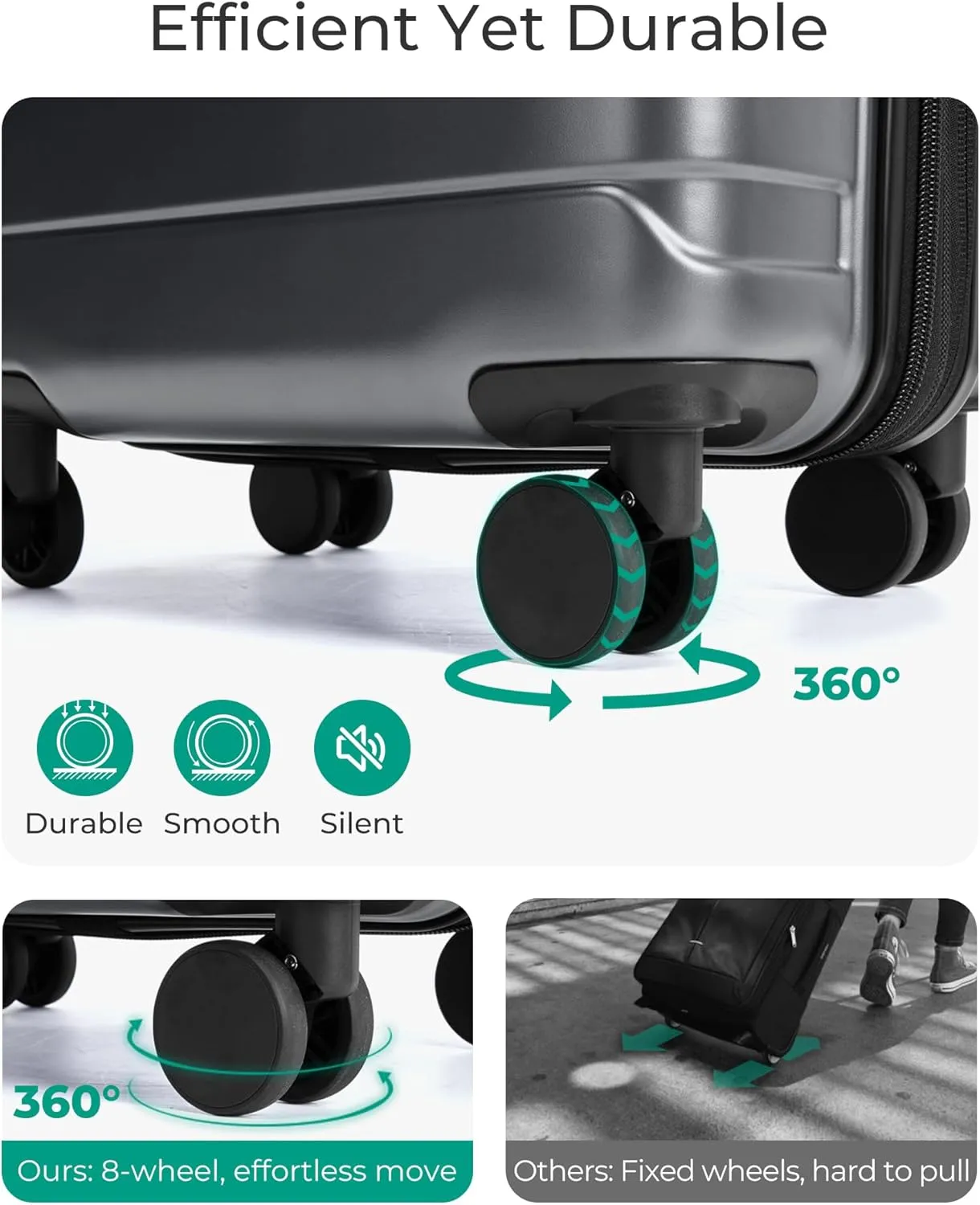 BAGSMART Carry On Luggage 22x14x9 Airline Approved with TSA Lock,20 Inch Lightweight Luggage with Spinner Wheels,100% PC Hard Shell Carry On Suitcases for Men Women,Gray