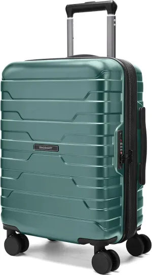 BAGSMART Carry On Luggage 22x14x9 Airline Approved with TSA Lock,20 Inch Lightweight Luggage with Spinner Wheels,100% PC Hard Shell Carry On Suitcases for Men Women,Pine Green