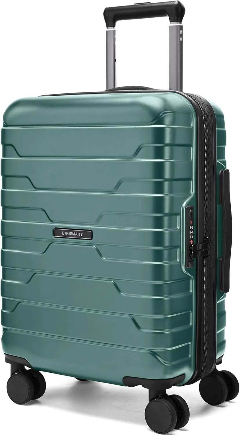 BAGSMART Carry On Luggage 22x14x9 Airline Approved with TSA Lock,20 Inch Lightweight Luggage with Spinner Wheels,100% PC Hard Shell Carry On Suitcases for Men Women,Pine Green