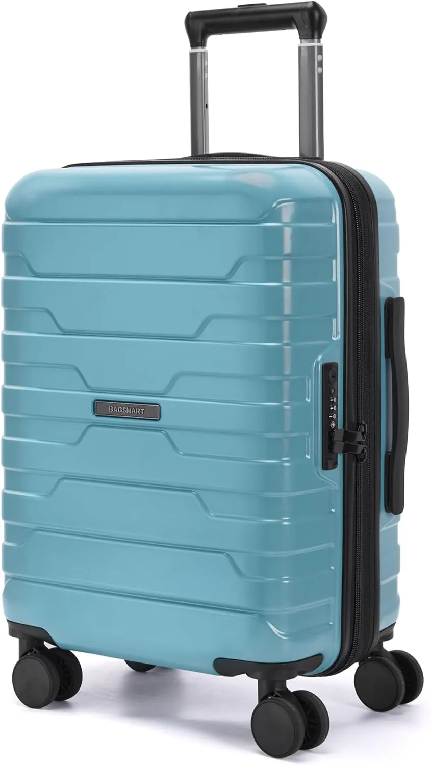 BAGSMART Carry On Luggage 22x14x9 Airline Approved with TSA Lock,20 Inch Lightweight Luggage with Spinner Wheels,100% PC Hard Shell Carry On Suitcases for Men Women,Teal Blue