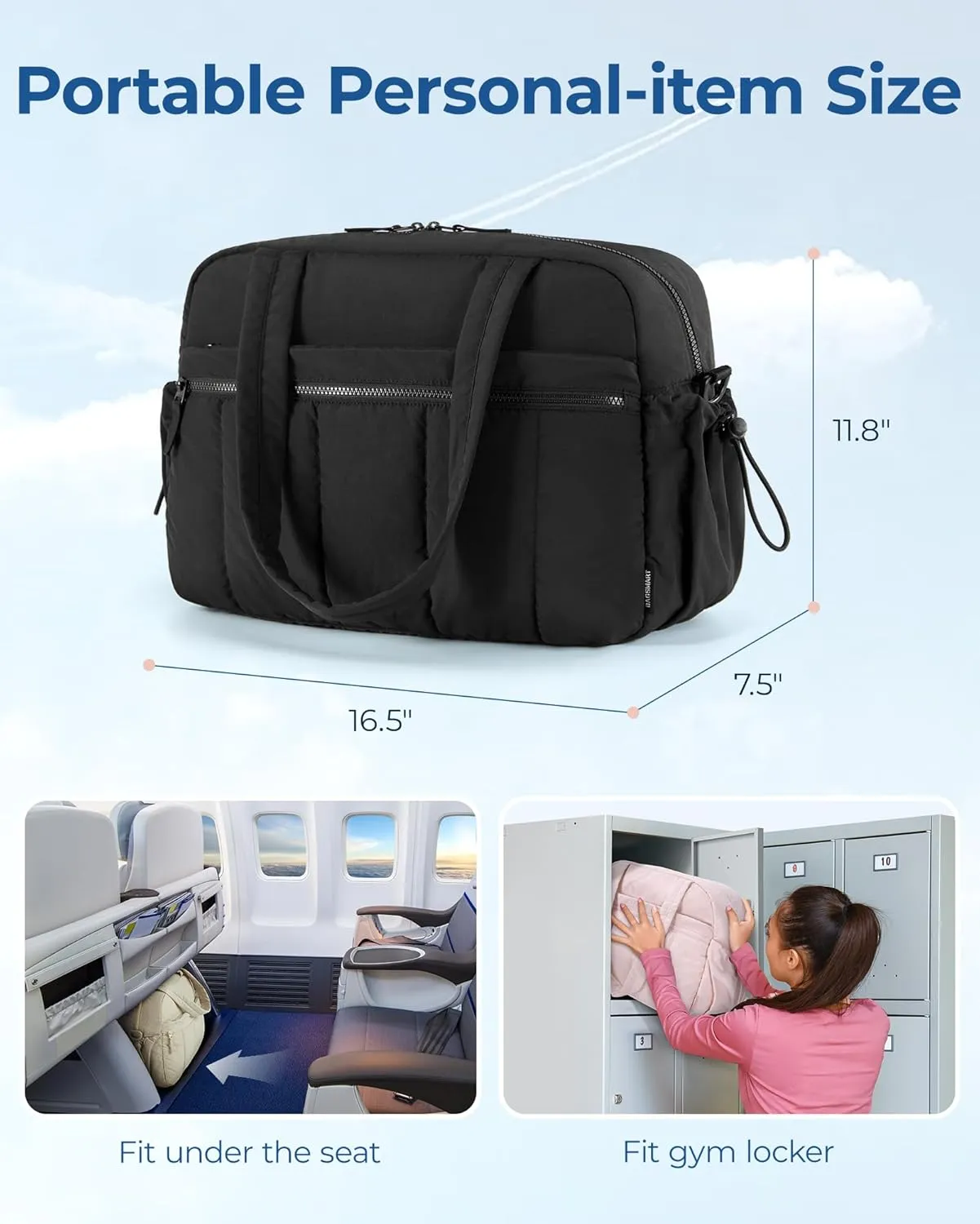 BAGSMART Gym Bag for Women, Duffle Bag for Travel with Wet Pocket, Lightweight Carry on Weekender Duffel, Water Resistant