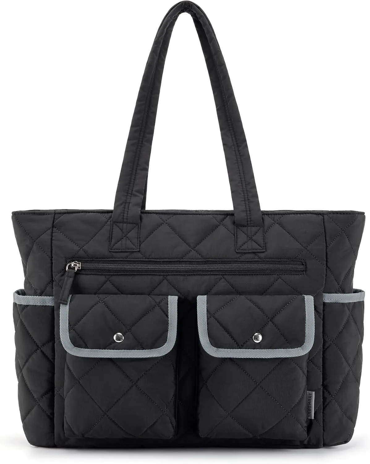 BAGSMART Tote Bag for Women, Tote Bag for Travel with Pocket, Large Puffy Quilted Shoulder Bag Handbag for Travel, Work, Gym