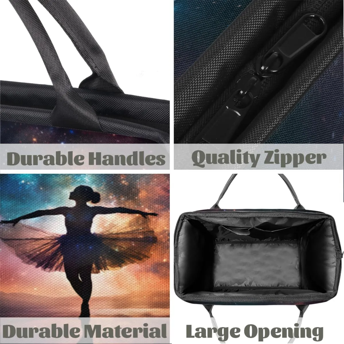 Ballerina Galaxy Travel Duffle Bag, Waterproof Duffel Bag Weekender Overnight Carry On Bag Lightweight Sport Gym Bag for Men Women