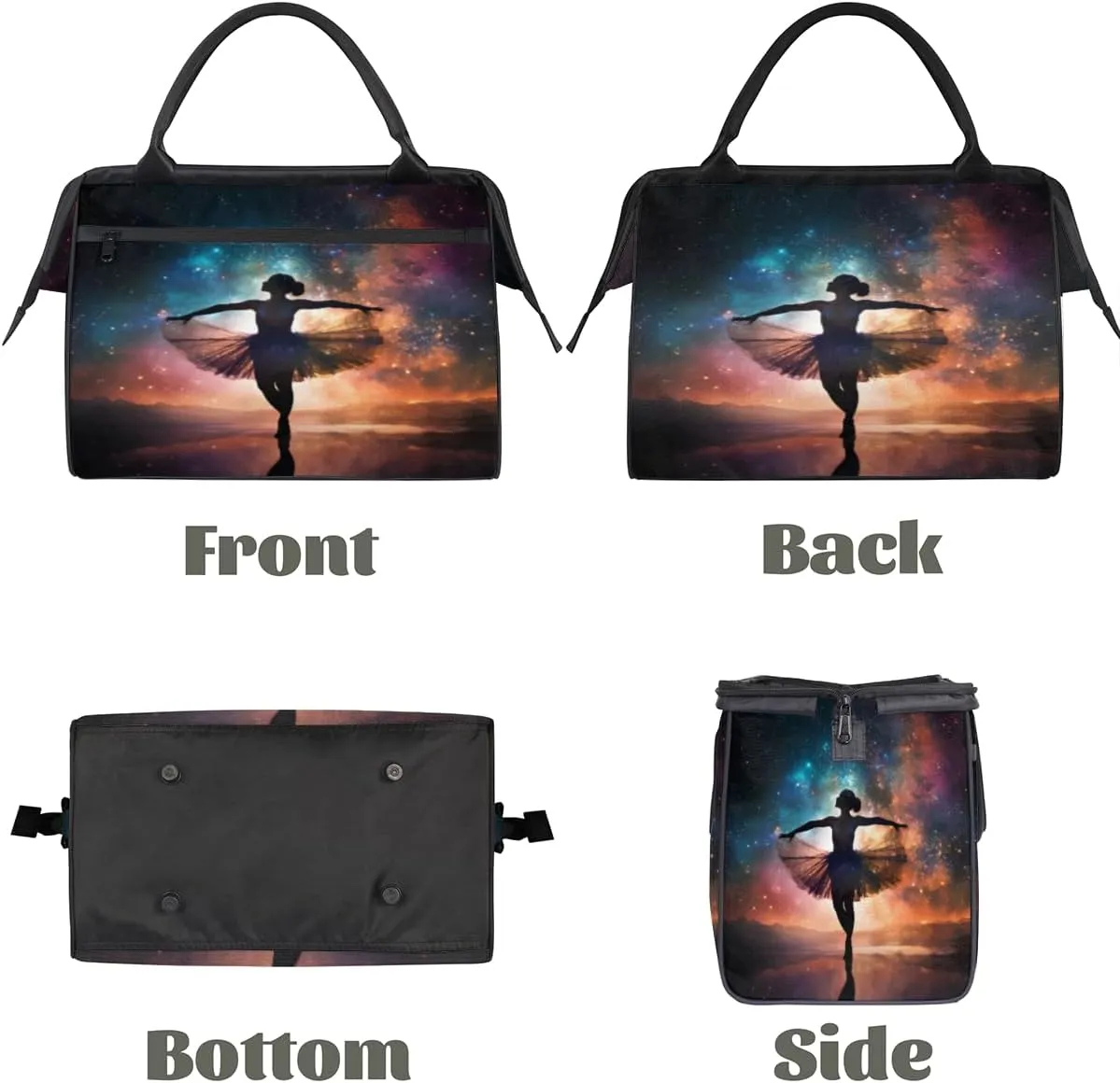 Ballerina Galaxy Travel Duffle Bag, Waterproof Duffel Bag Weekender Overnight Carry On Bag Lightweight Sport Gym Bag for Men Women