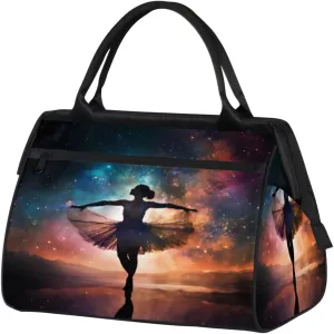 Ballerina Galaxy Travel Duffle Bag, Waterproof Duffel Bag Weekender Overnight Carry On Bag Lightweight Sport Gym Bag for Men Women