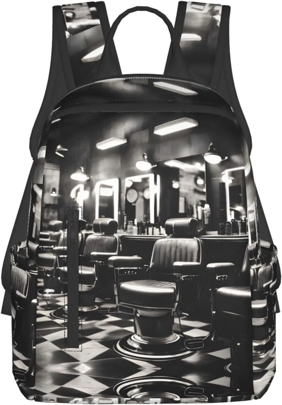 Barber Shop Monochrome Style Printing Laptop Backpack Sports Backpack Travel Bag Casual Bag Work Daypack