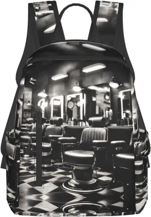 Barber Shop Monochrome Style Printing Laptop Backpack Sports Backpack Travel Bag Casual Bag Work Daypack
