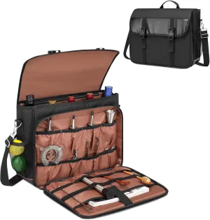 Bartender Bag for Bar Tools Set，Skureay Travel Bag with Padded Compartments for Cocktail Shaker Set，Portable Tool Bags Perfect for Wine Bottles,Cocktail Stirrer,Bar Shaker(Bag Only)