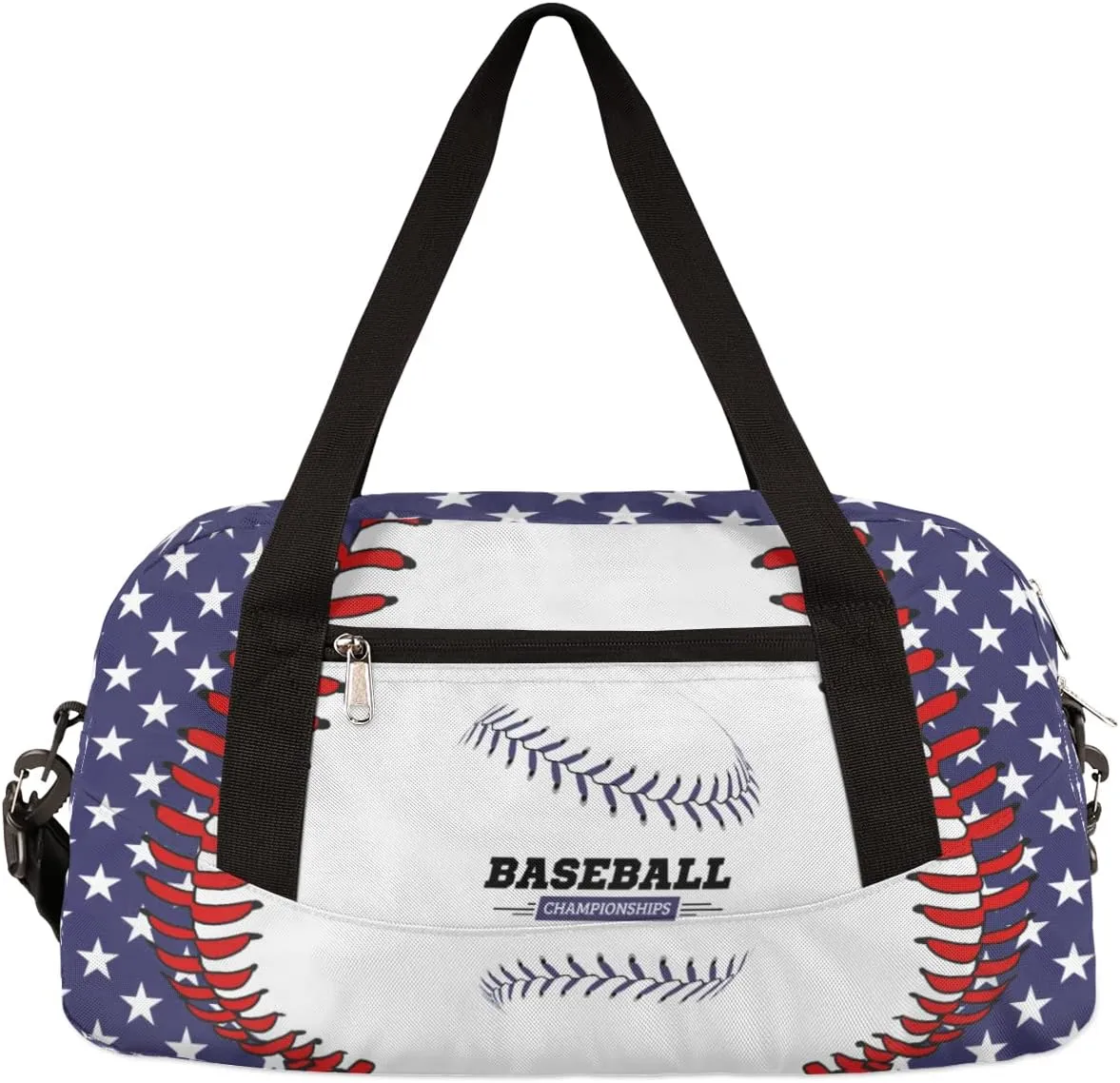 Baseball Stitches Kids Duffel Bag for Girls Boys Teens, Stars Dance Bag Overnight Small Duffel Bag Carry On Weekend Sports Gym Travel Bag for School Practice Gymnastics Ballet