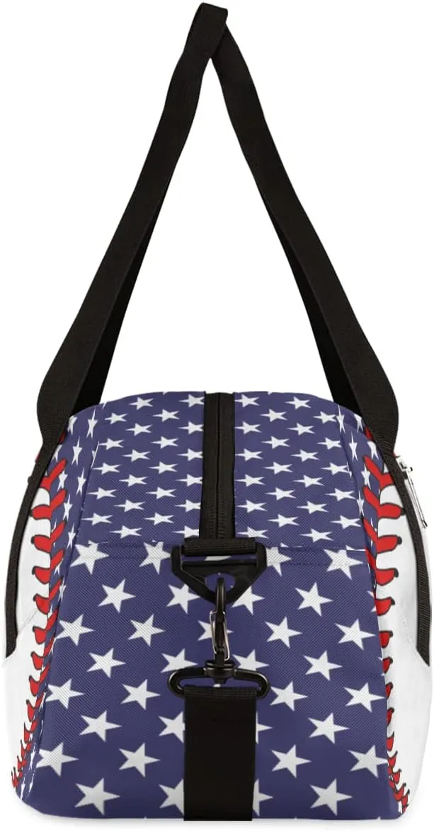 Baseball Stitches Kids Duffel Bag for Girls Boys Teens, Stars Dance Bag Overnight Small Duffel Bag Carry On Weekend Sports Gym Travel Bag for School Practice Gymnastics Ballet