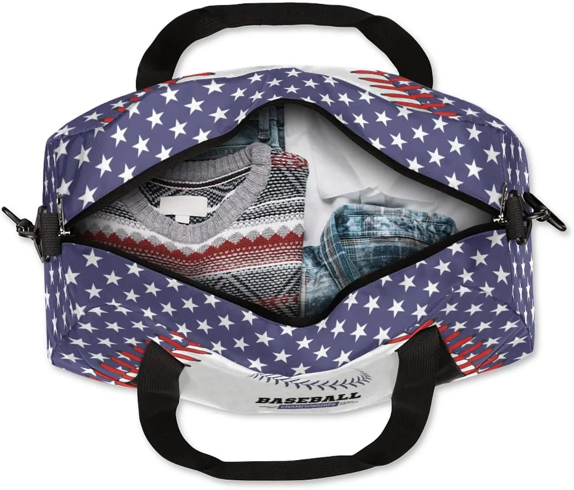 Baseball Stitches Kids Duffel Bag for Girls Boys Teens, Stars Dance Bag Overnight Small Duffel Bag Carry On Weekend Sports Gym Travel Bag for School Practice Gymnastics Ballet