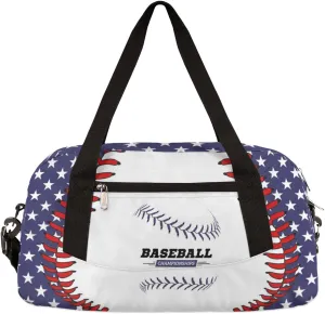 Baseball Stitches Kids Duffel Bag for Girls Boys Teens, Stars Dance Bag Overnight Small Duffel Bag Carry On Weekend Sports Gym Travel Bag for School Practice Gymnastics Ballet