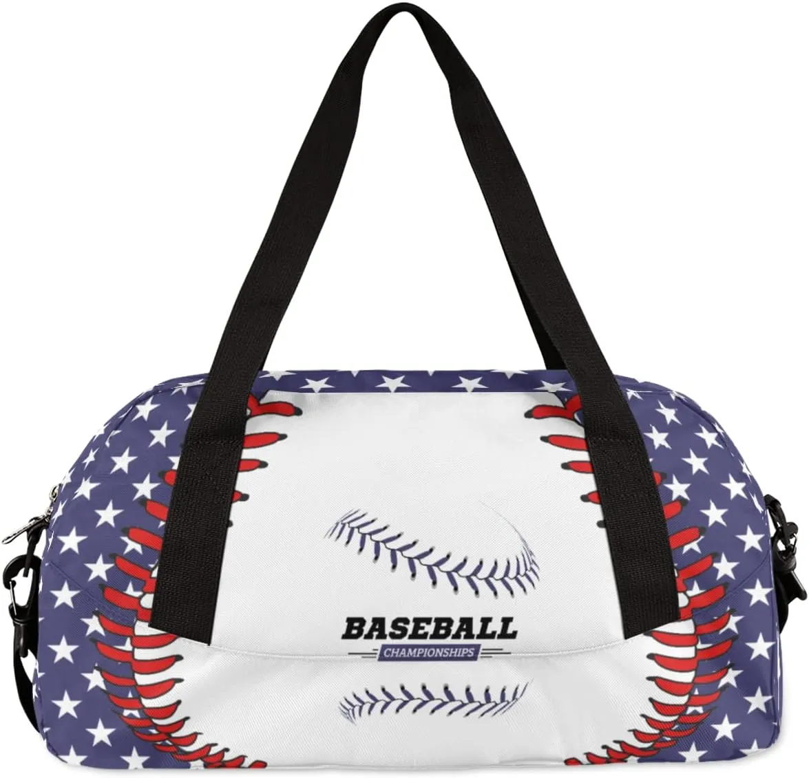 Baseball Stitches Kids Duffel Bag for Girls Boys Teens, Stars Dance Bag Overnight Small Duffel Bag Carry On Weekend Sports Gym Travel Bag for School Practice Gymnastics Ballet