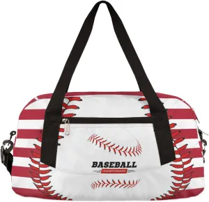 Baseball Stitches Kids Duffel Bag for Girls Boys Teens, Streaks Dance Bag Overnight Small Duffel Bag Carry On Weekend Sports Gym Travel Bag for School Practice Gymnastics Ballet