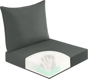 Basic Beyond Deep Seat Patio Cushions, 24x24 Outdoor Chair Cushions for Patio Furniture with Removable Cover, Patio Furniture Cushions with Ties and Handle, Grey