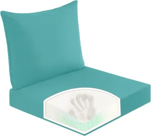 Basic Beyond Deep Seat Patio Cushions, 24x24 Outdoor Chair Cushions for Patio Furniture with Removable Cover, Patio Furniture Cushions with Ties and Handle, Teal