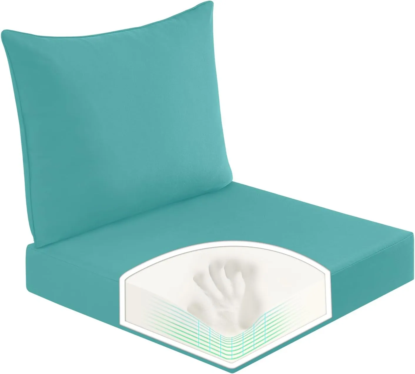 Basic Beyond Deep Seat Patio Cushions, 24x24 Outdoor Chair Cushions for Patio Furniture with Removable Cover, Patio Furniture Cushions with Ties and Handle, Teal