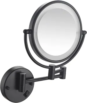 Bathroom Mirrors for Home use,Double-Sided Vanity Mirror, 5X Magnification, Wall-Mounted Makeup Mirror, Folding Mirror, LED Light, 360 Degree Rotation, Hotel Mirror, Durable Stand, Silver (Color : Bl