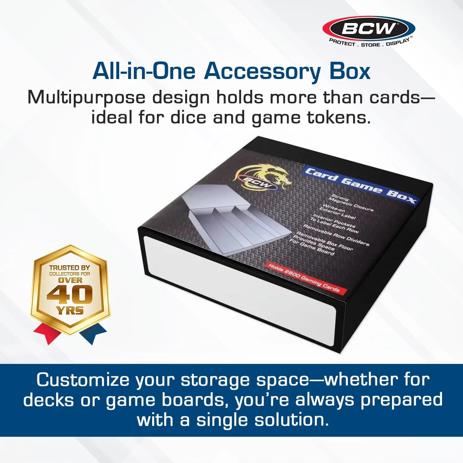 BCW 3-Row Storage Box | Cardboard Organizer for Trading, Sports & Baseball Collections | Holds 2,800 Unsleeved or 1,500 Sleeved