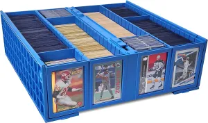 BCW Collectible Card Bin – Blue | Holds 3200 Cards | Includes 4 Dividers | Storage for Pokémon, MTG & Sports Cards