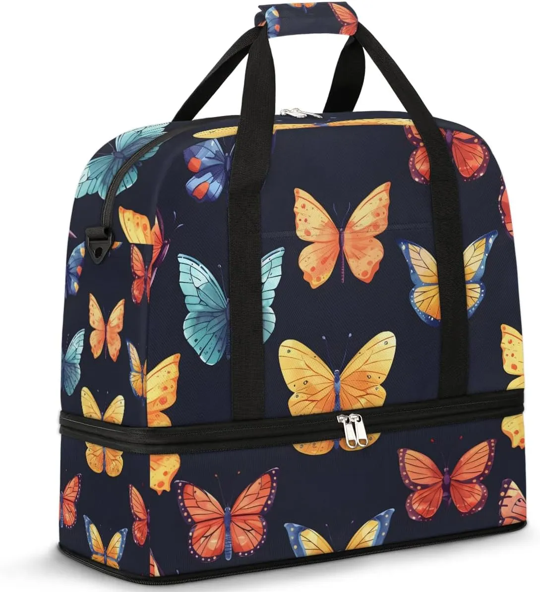 Beautiful Butterflies Travel Duffel Bag for Women Men Weekender Overnight Bag with Shoe Compartment Foldable Sports Gym Luggage Bag