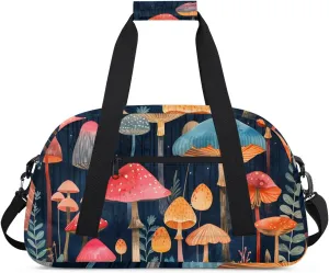 Beautiful Mushroom Print Boys Girls Gym Bag Dance Perform Training Duffel Bags Weekender Carry-On Tote Luggage Bag Ideal for School Practice or Overnight Trips Mushroom Print