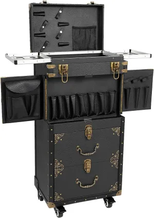 Beauty Salon Luggage Rolling Makeup Train Case,Professional Cosmetic Trolley with Wheels,Lockable Cabinet Cosmetic Luggage Organizer Traveling Cart Trunk for Makeup Artist,Hair Stylist Salon