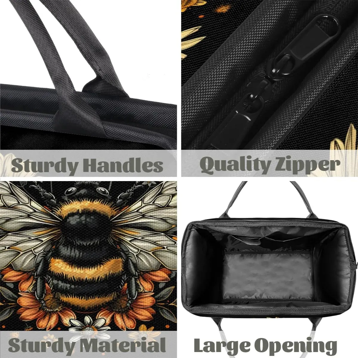 Bee Flowers Daisy Sunflower Travel Duffle Bag, Waterproof Duffel Bag Weekender Overnight Carry On Bag Lightweight Sport Gym Bag for Men Women