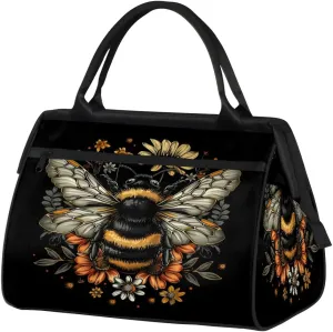 Bee Flowers Daisy Sunflower Travel Duffle Bag, Waterproof Duffel Bag Weekender Overnight Carry On Bag Lightweight Sport Gym Bag for Men Women