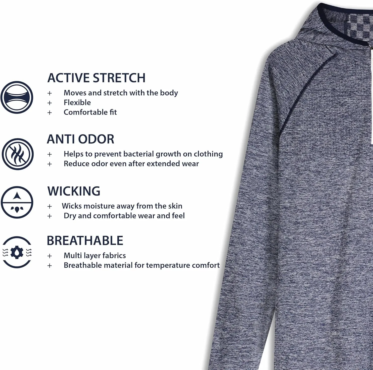 Ben Sherman Men's Quarter Zip Pullover Hooded Sweater – Lightweight, Casual, Work, Golf & Everyday Wear