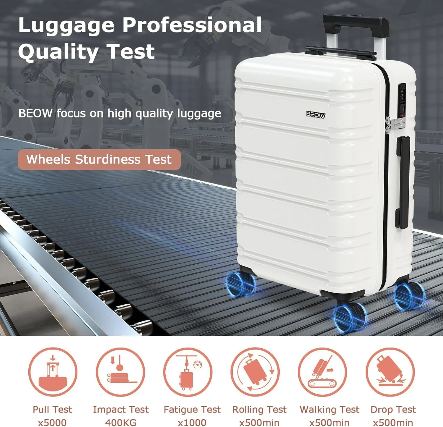 BEOW 3 Piece Luggage Sets With Spinner Wheels TSA Lock Expandable Durable Polycarbonate Hardside Lightweight Suitcase For Men Women Zipper Travel Luggage Set 3 Pcs 20/24/28Inch Beige