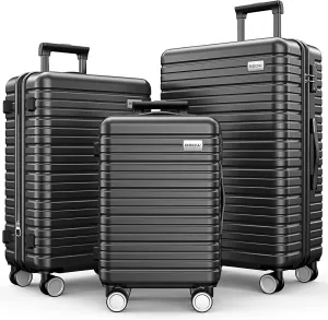 BEOW Luggage Sets 3 Piece Expandable Hard Sided Suitcase Sets 3 Pcs With Durable Spinner Wheels Lightweight Zipper Luggage With Tsa Lock Luggage Sets For Women Men Gray 20/24/28 Inch