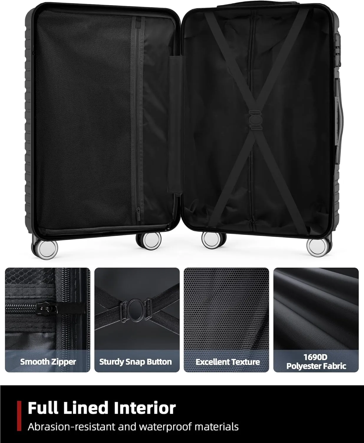 BEOW Luggage Sets 3 Piece Expandable Hard Sided Suitcase Sets 3 Pcs With Durable Spinner Wheels Lightweight Zipper Luggage With Tsa Lock Luggage Sets For Women Men Gray 20/24/28 Inch