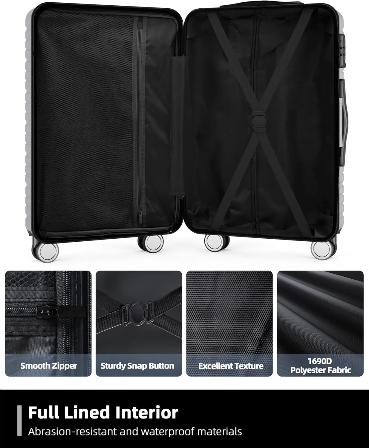 BEOW Luggage Sets 3 Piece Expandable Hard Sided Suitcase Sets 3 Pcs With Durable Spinner Wheels Lightweight Zipper Luggage With Tsa Lock Luggage Sets For Women Men Silver 20/24/28 Inch