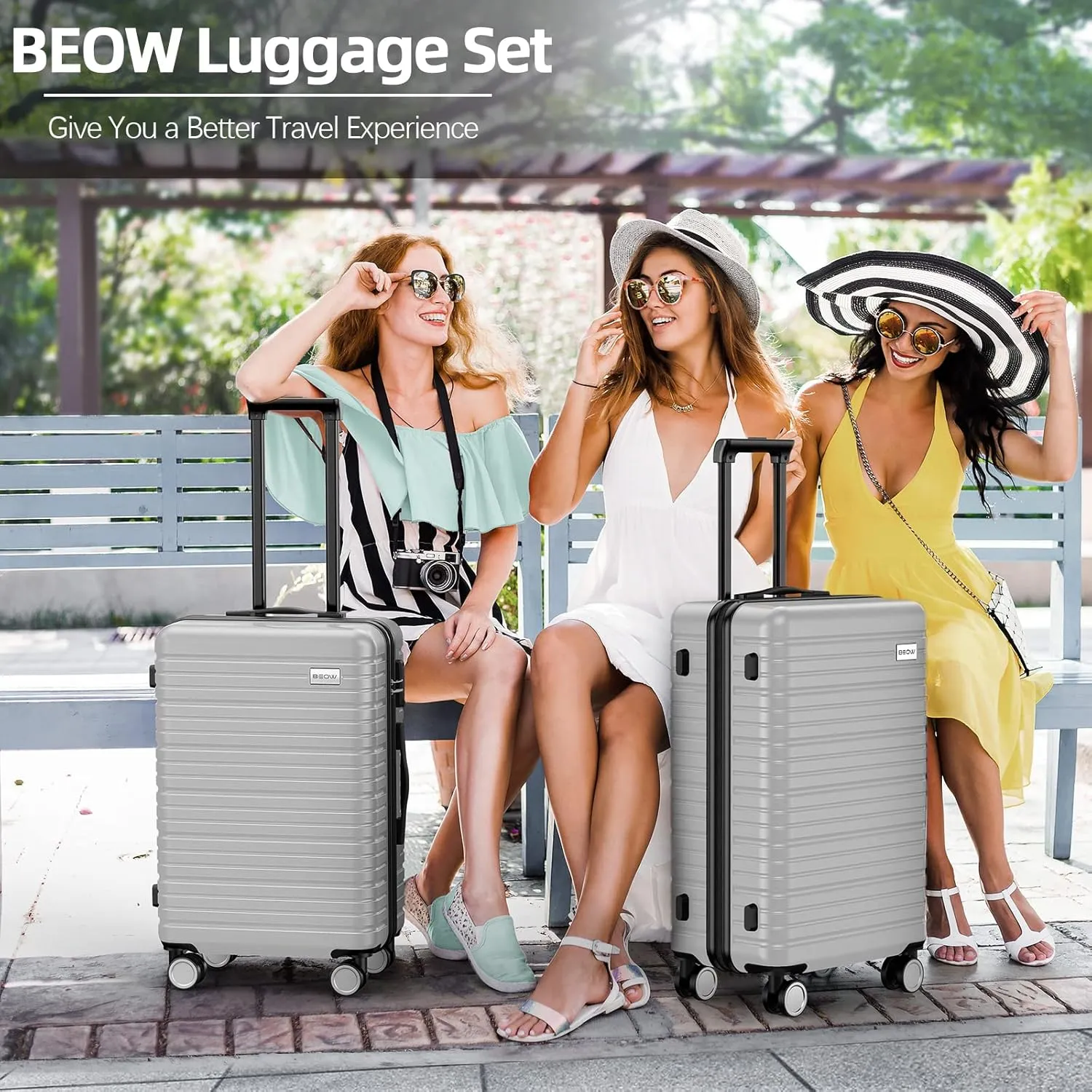 BEOW Luggage Sets 3 Piece Expandable Hard Sided Suitcase Sets 3 Pcs With Durable Spinner Wheels Lightweight Zipper Luggage With Tsa Lock Luggage Sets For Women Men Silver 20/24/28 Inch