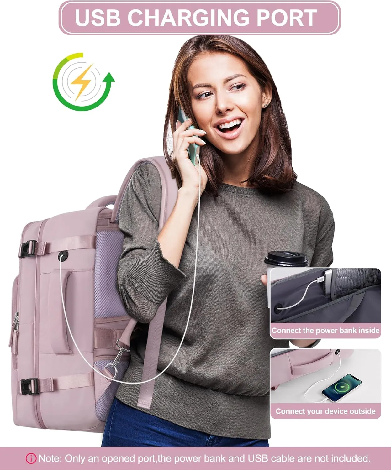 Beraliy Travel Backpack, Carry On Backpack For Airlines, Personal Item Bag for Women Men,Hiking Backpack, Laptop backpack, Business Work Gym Weekender Daypack Bag, Light purple